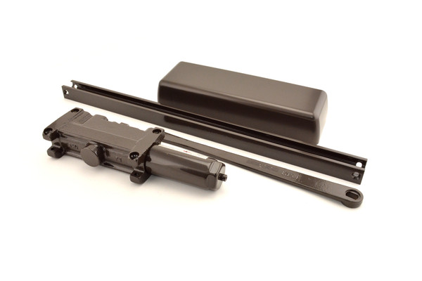 LCN 4111TSTDDKBRZLH Left Hand Size 1 Stop Face Push Side Track Door Closer with TBSRT Thru Bolts 695 Dark Bronze Finish