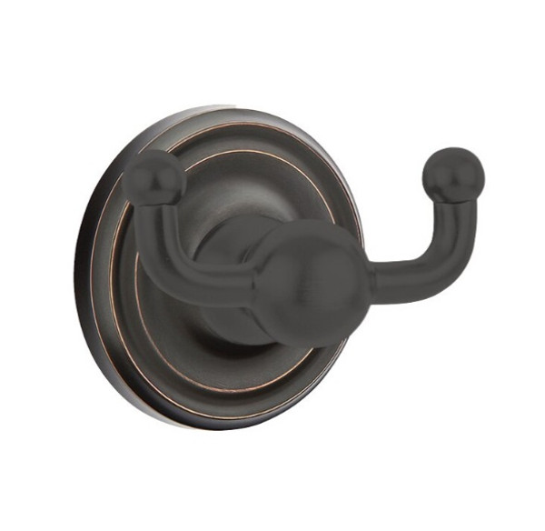 Emtek 2609US10B Oil Rubbed Bronze Traditional Brass Double Hook with Rosette