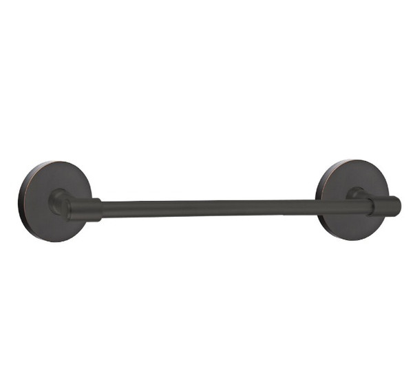 Emtek 29027US10B Oil Rubbed Bronze 24" Transitional Brass Towel Bar with Your Choice of Rose