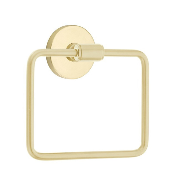 Emtek 2901US4 Satin Brass Transitional Brass Towel Ring with Your Choice of Rose