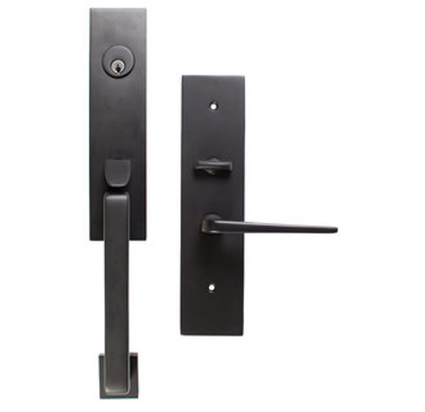 Emtek 3047US19 Flat Black Mormont Style Dummy Mortise Entryset with Your Choice of Handle
