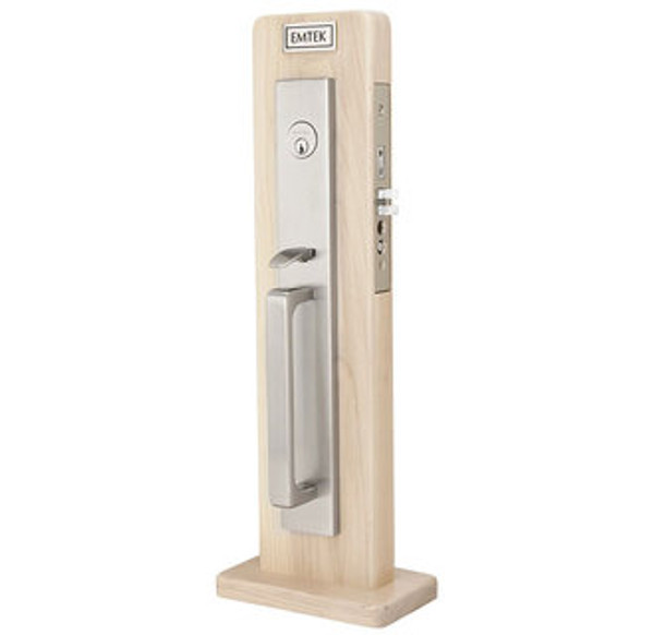 Emtek 3048US15 Satin Nickel Lugano Style Dummy Mortise Entryset with Your Choice of Handle