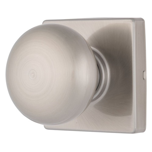 Brinks E2426119 Mendocino Series Passage Contemporary Ball Knob and Square Rose with 4 Way Adjustable Latch and Round Corner Full Lip Strike Satin Nickel Finish