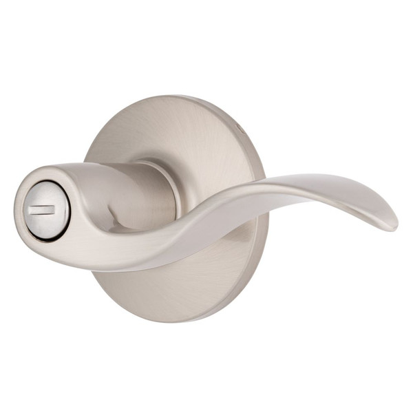 Brinks E2438119 Raleigh Series Privacy Transitional Wave Lever and Round Rose with 4 Way Adjustable Latch and Round Corner Full Lip Strike Satin Nickel Finish