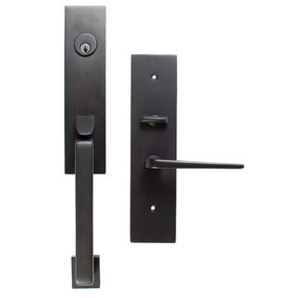 Emtek 3347US19 Flat Black Mormont Style Single Cylinder Mortise Entryset with your Choice of Handle