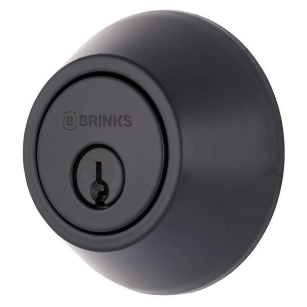 Brinks E2401122 Raleigh Series Transitional Round Single Cylinder Deadbolt with 4 Way Adjustable Backset Matte Black Finish