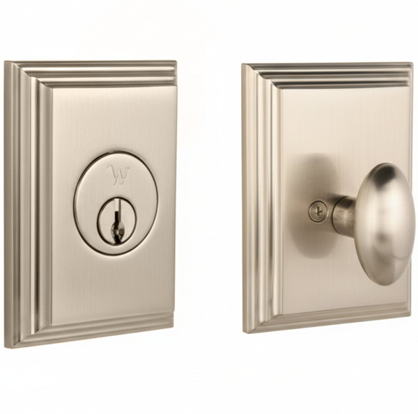Weslock 03771-N-NSL23 Woodward Single Cylinder Deadbolt with Adjustable Latch and Deadbolt Strike Satin Nickel Finish