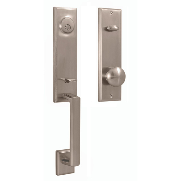 Weslock 06681-NINSL2D Woodward Single Cylinder Handle set with Impresa Knob in the Satin Nickel