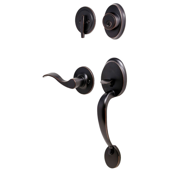 Weslock R2810-1X1R2D Hillcrest Single Cylinder Handle set with Right Hand New Haven Trim with Adjustable Latch and Round Corner Strikes Oil Rubbed Bronze Finish