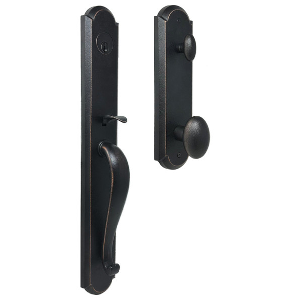 Weslock 07680-1M1SL2D Wiltshire Single Cylinder Handle set with Durham Knob in the Oil Rubbed Bronze Finish