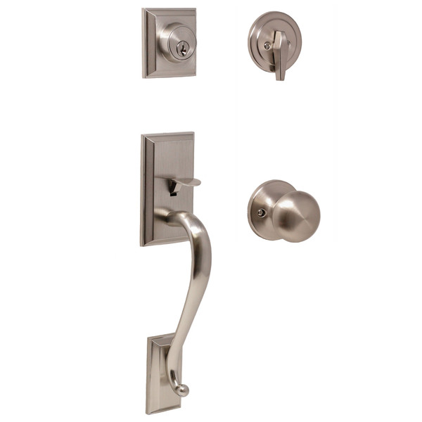 Weslock 02830-NSNFR2D Mercy Single Cylinder Handle set with Salem Trim Satin Nickel Finish