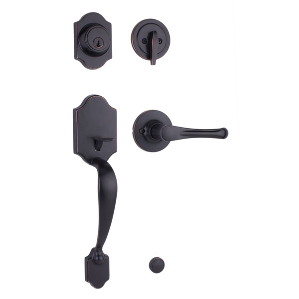 Weslock 02820-1V1FR2D Parkside Single Cylinder Handle set with Somerset Trim Oil Rubbed Bronze Finish