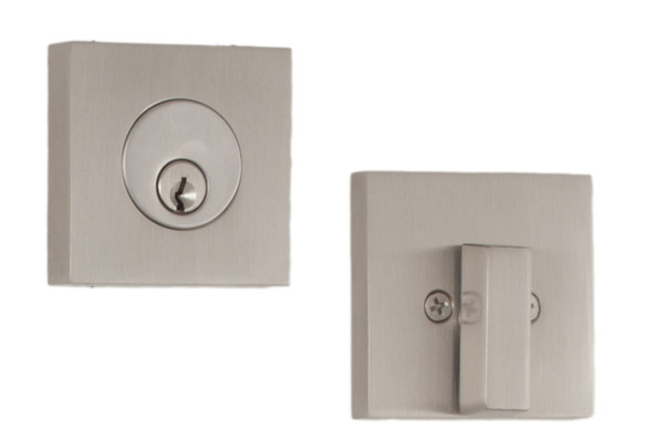 Weslock U0771-1-1FR22 Square Single Cylinder Deadbolt with Adjustable Latch and Square/Round Corner Full Lip Strike Satin Nickel Finish
