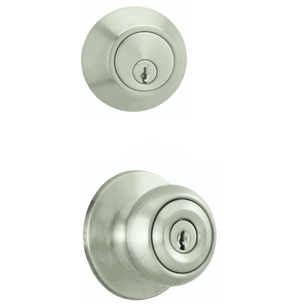 Weslock 02271SNSNFR22 Deadbolt with keylock Salem knob with Adjustable latch and Round Corner Full Lip Strike Satin Nickel Finish