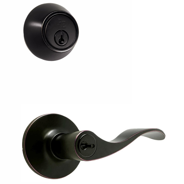 Weslock 02271X1X1FR22 Deadbolt with keylock New Haven Lever with Adjustable latch and Round Corner Full Lip Strike Oil Rubbed Bronze Finish