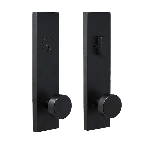 Weslock 066214242SL2D Mesa Knob Addy Escutcheon Single Cylinder Deadbolt Passage Lock with Adjustable Latch and Round Corner Strikes Matte Black Finish