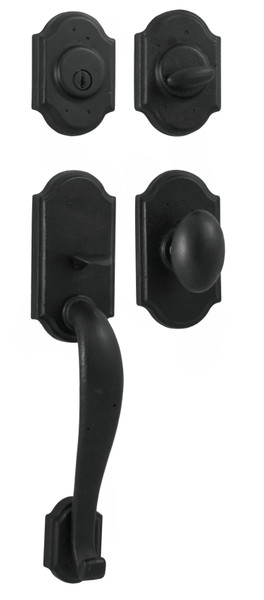 Weslock 07625-2M2SL2D Castletown Single Cylinder Handle set with Durham Knob in the Black finish