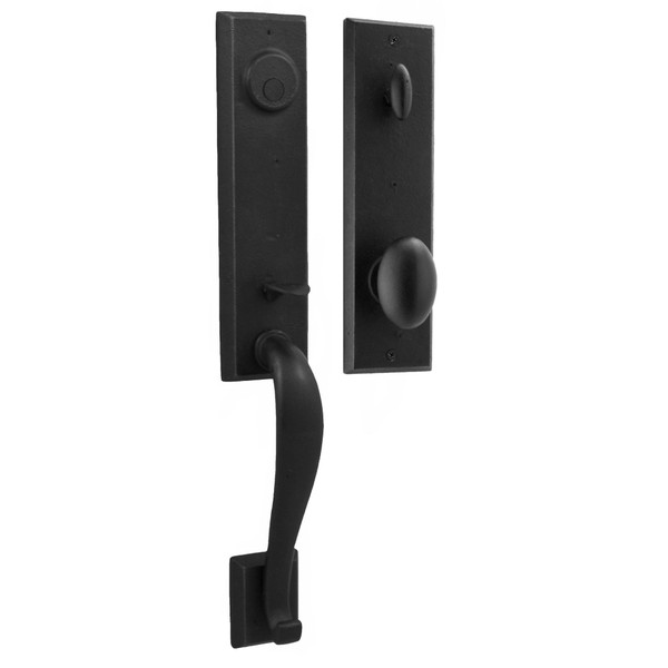 Weslock 07935-2M20020 Greystone Dummy Handle set with Durham Knob in the Black finish