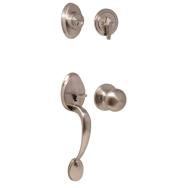 Weslock 02810-NSNFR2D Hillcrest Single Cylinder Handle set with Salem Trim with Adjustable Latch and Round Corner Strikes Satin Nickel Finish
