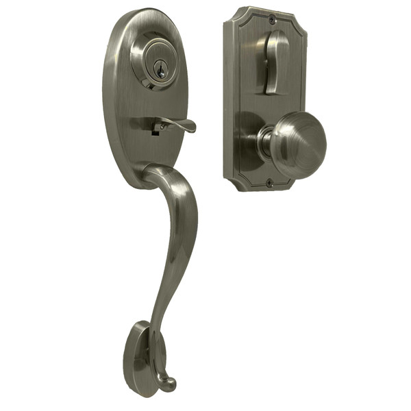 Weslock 01441-AIASL2D Lexington 1400 Series Panic Proof Entry with Interior Impresa Knob Antique Brass Finish