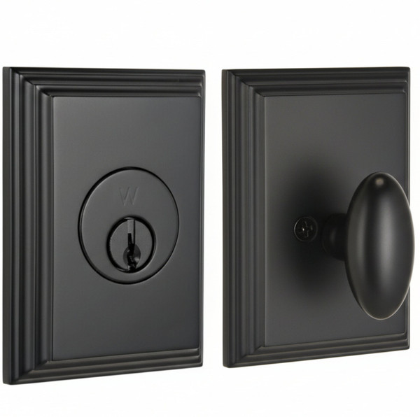 Weslock 03771-2-2SL23 Woodward Single Cylinder Deadbolt with Adjustable Latch and Deadbolt Strike Matte Black Finish