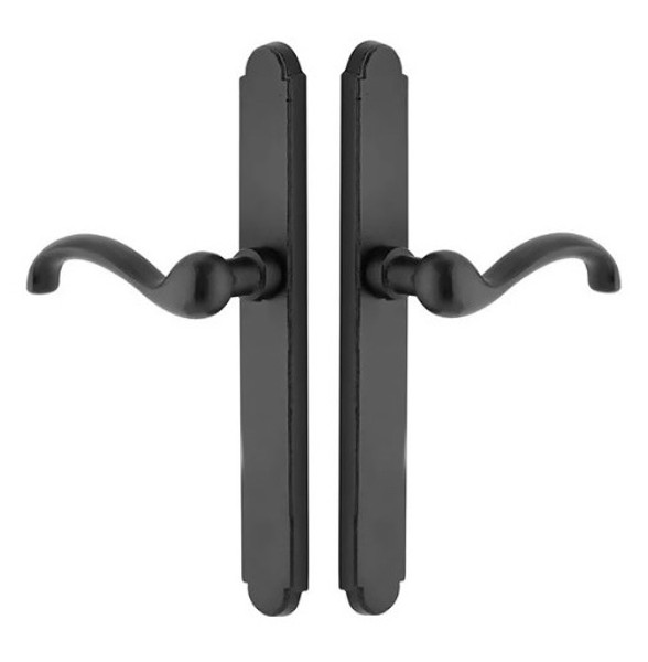 Emtek 4046FB Flat Black 1-1/2" x 11" Sandcast Arched Style Non-Keyed Dummy, Pair Narrow Sideplate Lockset