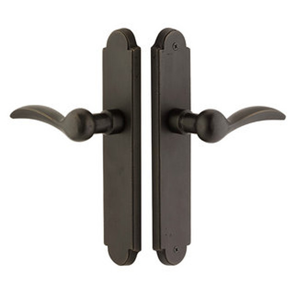 Emtek 4141FB Flat Black 2" x 10" Sandcast Arched Style Non-Keyed Passage Narrow Sideplate Lockset Door