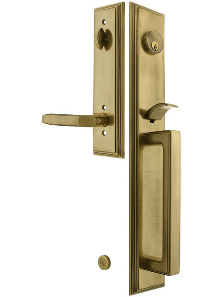 Emtek 4212US7 French Antique Melrose Brass Tubular Style Single Cylinder Entryset with Your Choice of Handle