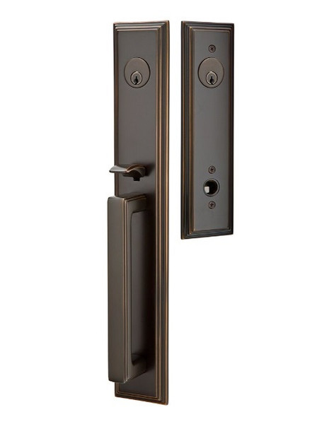 Emtek 4222US10B Oil Rubbed Bronze Melrose Brass Tubular Style Double Cylinder Entryset with Your Choice of Handle