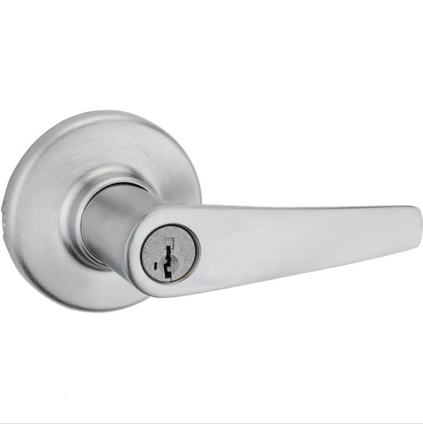 Kwikset 405DL-26DS Delta Lever Entry Door Lock SmartKey with 6AL Latch and RCS Strike Satin Chrome Finish