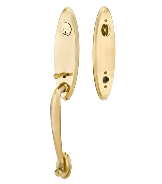 Emtek 4411US7 French Antique Marietta Brass Tubular Style Single Cylinder Entryset with Your Choice of Handle