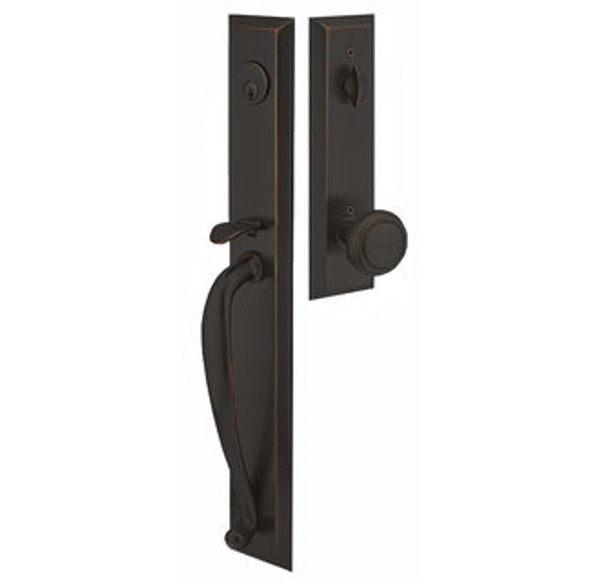 Emtek 4415US10B Oil Rubbed Bronze Jefferson Brass Tubular Style Single Cylinder Entryset with Your Choice of Handle