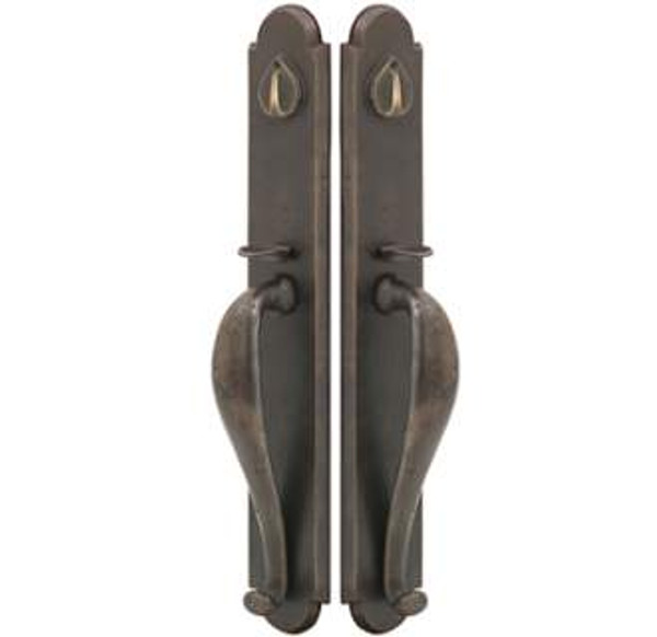 Emtek 454333-FB Flat Black Sandcast Bronze Greeley Tubular Style Double Cylinder Grip by Grip Entryset 