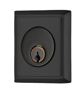 Emtek 8468US19 Flat Black Rectangular Style Single Cylinder Deadbolt