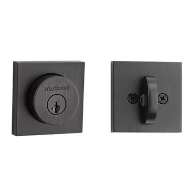 Kwikset Halifax Square Rose Deadbolt – Single Cylinder, SmartKey, Polished Chrome