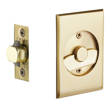 Emtek 2015US7 Rectangular Privacy Pocket Door Tubular Lock with Privacy ...