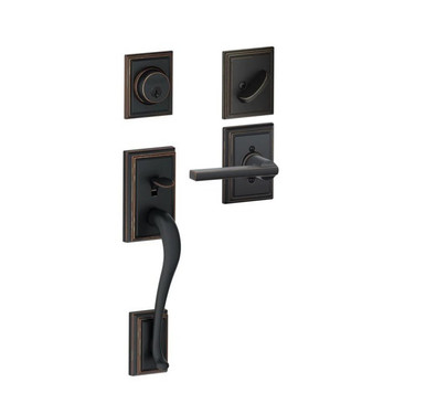 Addison Handke Schlage F60ADD716LATADD Aged Bronze Addison Handle Set with Latitude ...