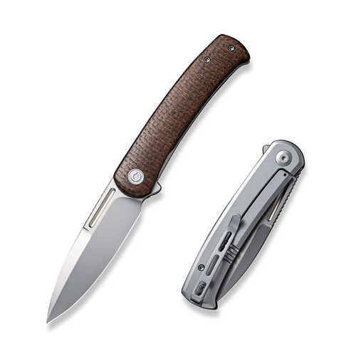 Civivi Cetos Flipper Knife Micarta With Stainless Steel Handle (3.48" 14C28N Blade)