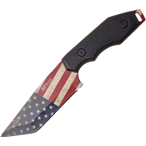 MTech American Flag Fixed Blade with U.S. Flag Artwork & Nylon Sheath