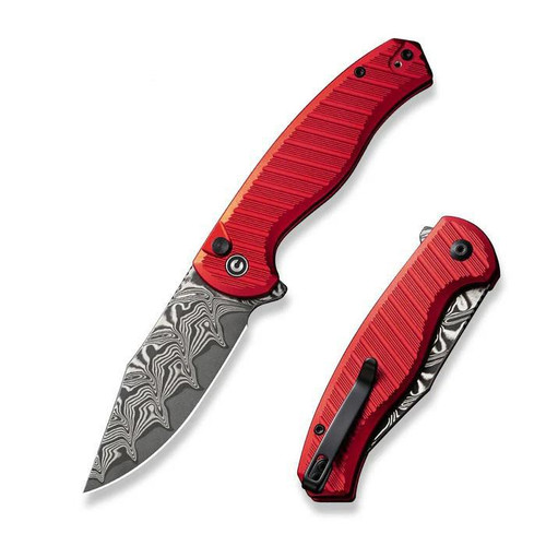 Civivi Stormhowl Button‑Lock – Damascus Clip‑Point Blade
