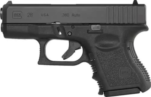 Available in the United States commercial market for the first time and exclusively through TALO distributors! - The G28 is similar in size and makeup to the G26 and G27. The major difference being the G28 is chambered in 380 Auto. Available previously in other markets in the world this version of the G28 is made in Smyrna GA and available to consumers for the first time in the United States. - Small in size and weight the Glock 28 excels in performance while measuring small enough for a pocket or ankle holster. Because of the low-recoil firing characteristics of the 380 Auto cartridge it can be easily and accurately controlled. - Limited availability first available April 2023. - Specs - Caliber: 380 Auto - Capacity 10+1 - Barrel Length: 3.43 - System Safe Action - Weight w/o Magazine 18.7oz - Weight w/ Empty Magazine 20.64oz - Weight w/ Loaded Magazine 24.16oz - Trigger Pull 5.5lbs - Overall Length 6.5 - Slide Length 6.26 - Overall Width 1.26 - Height Including Magazine 4.17 - Sight Radius 5.39