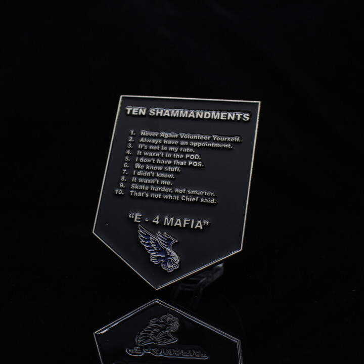 Navy E-4 Mafia Sham Shield Challenge Coin - 923A Coins and Designs