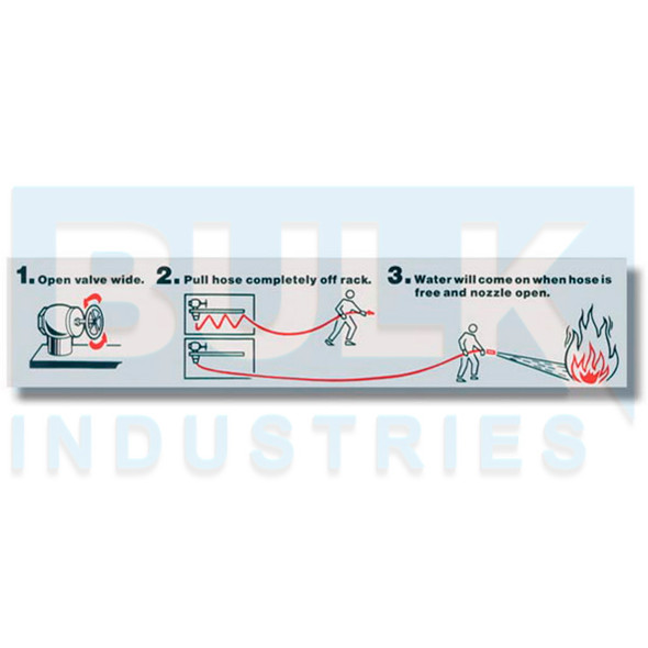 Fire Hose Rack Instructional and Operational Sign, Vinyl Sticker, Decal, 13" x 2 3/4"