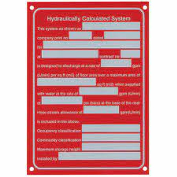 Hydraulic System Calc Sign, Commercial Long, Aluminum, 5" x 7"