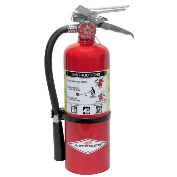 Amerex B424 Fire Extinguisher With Brass Valve, ABC, 5lb, 2A10BC, With Wall Bracket.  MPN 15267