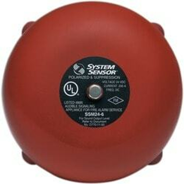 System Sensor SSM24-6 Alarm Electric Bell, 24VDC. 24 Volt, 6" Diameter