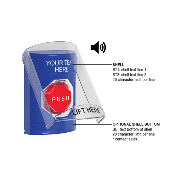 Custom Labeling, Buttons With Shield And Shield Sound, Turn To Reset Illuminated, Blue, SS24A9ZA-EN