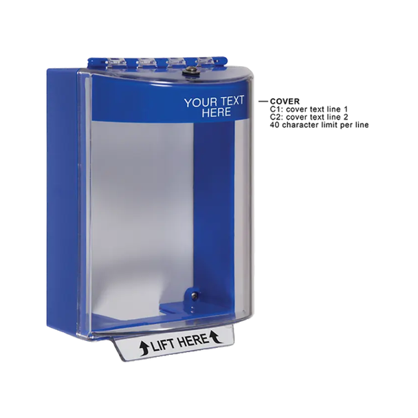 Universal Stopper® without Horn, Surface Mount, Custom Label, Blue, STI-13210CB