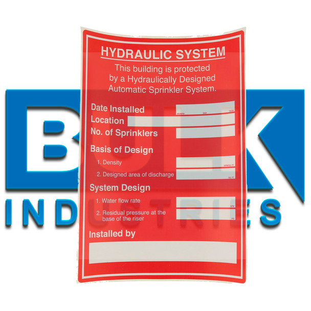 Hydraulic System Calc Sign, Short, Sticker, Decal, 5" x 7"