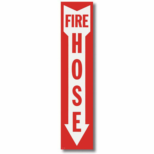 Fire Hose Arrow Sign, Vinyl Sticker, Decal 4" x 18"